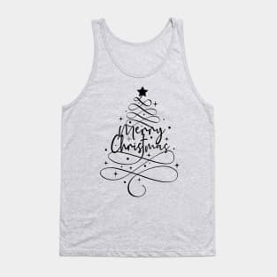 Merry Christmas Tree- Black Tank Top